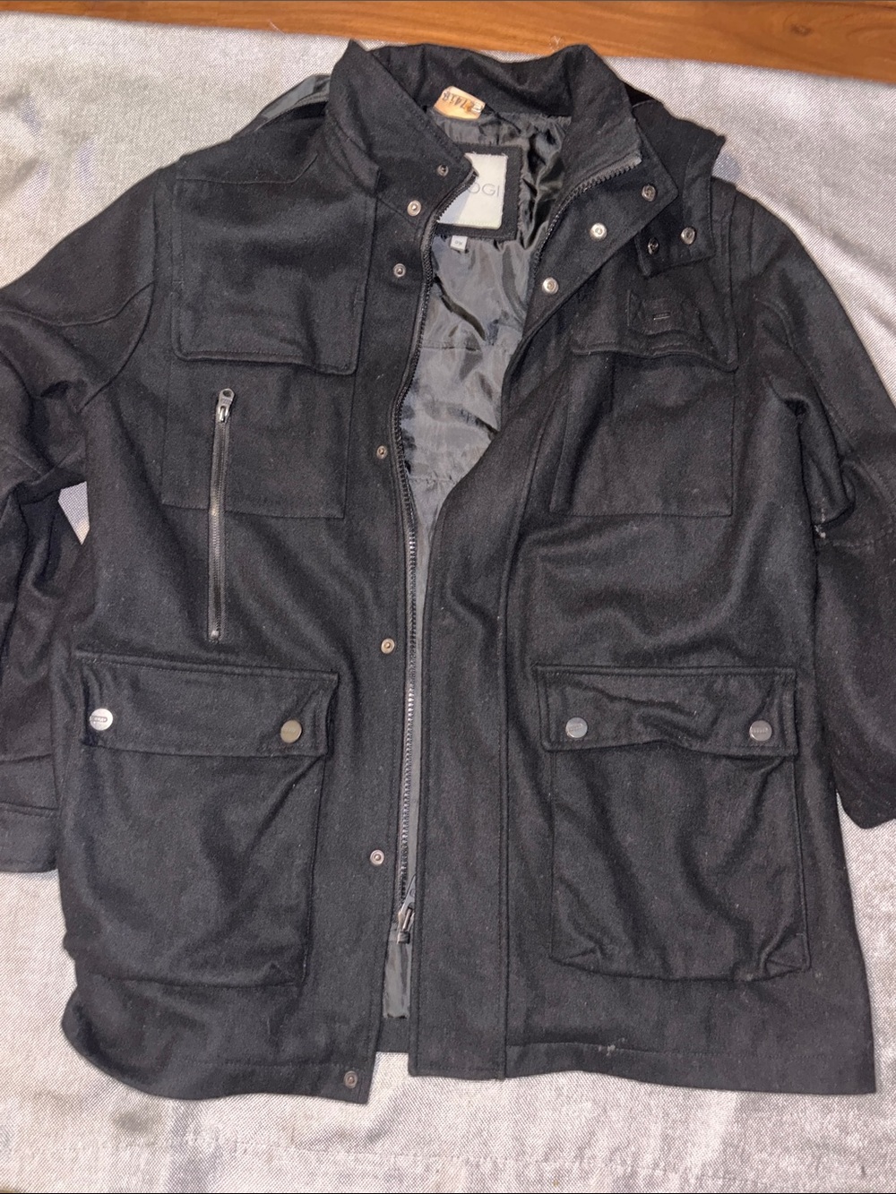 COOGI Black Military Field Jacket with Multiple Pockets